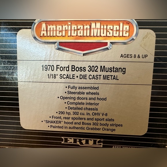 1970 FORD BOSS MUSTANG with Shaker Hood| Orange| Die Cast Metal - Picture 2 of 8